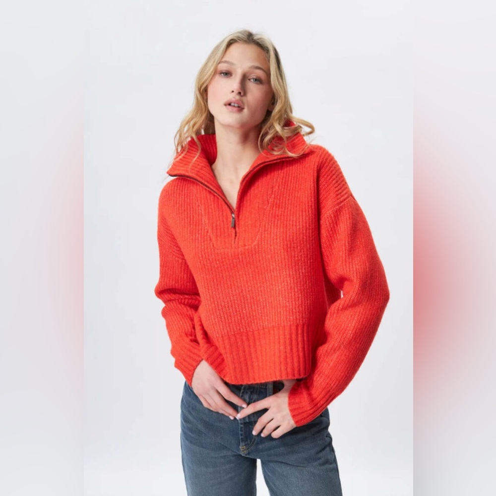 John + Jenn Atlas Quarter Zip High Neck Knit Sweater
